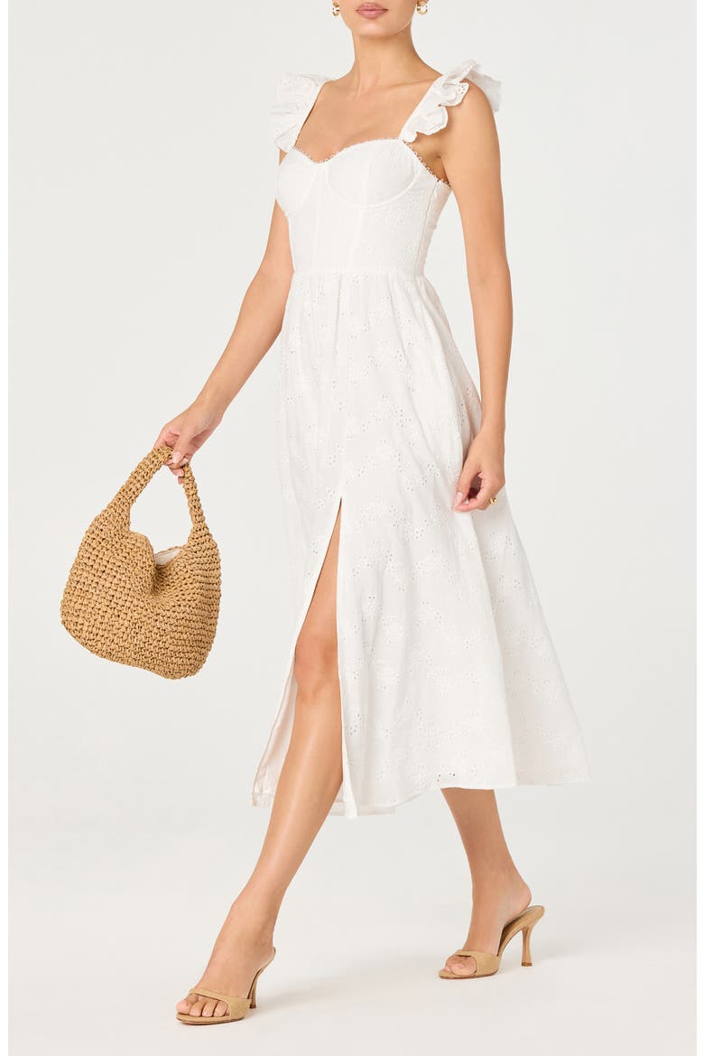 Wedelia Floral Eyelet A-Line Dress, Alternate, color, WHITE