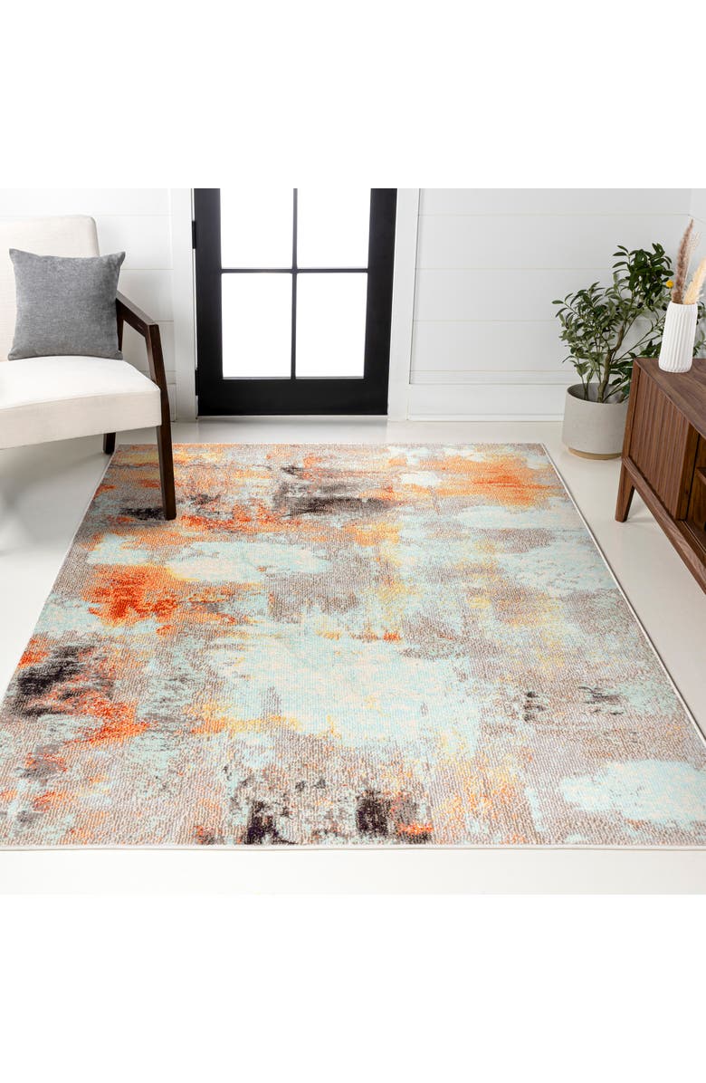 JONATHAN Y Contemporary POP Modern Abstract Vintage Area Rug, Alternate, color, Orange-Cream