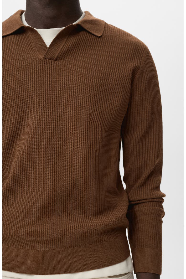 Johnny Collar Rib Polo Sweater, Alternate, color, TOBACCO BROWN