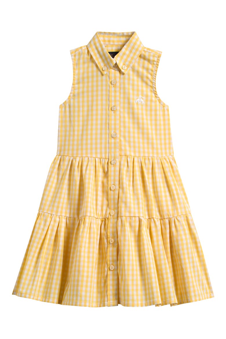 Kids' Gingham Tiered Shirtdress, Main, color, YELLOW
