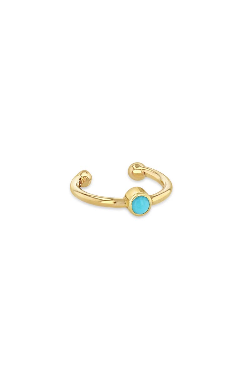 Zoë Chicco Turquoise Bezel Single Ear Cuff, Main, color, Yellow Gold