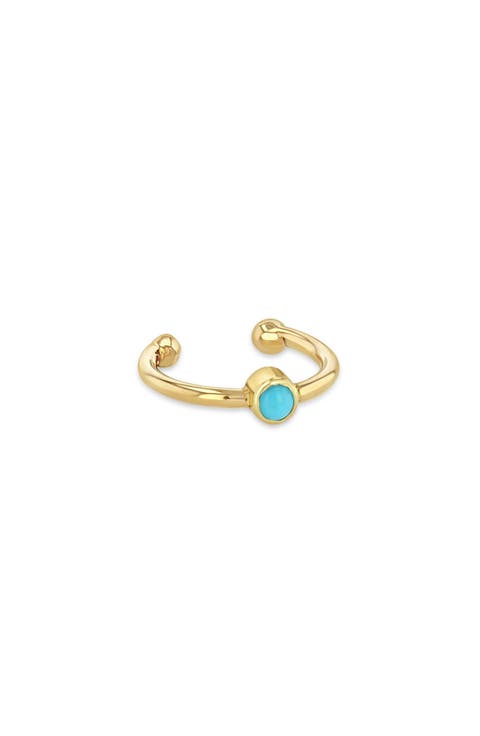 Turquoise Bezel Single Ear Cuff