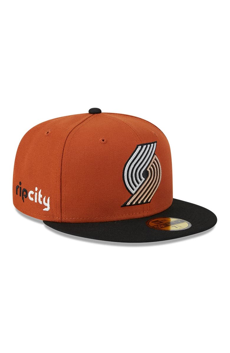 New Era Men's New Era Rust/Black Portland Trail Blazers Two-Tone 59FIFTY Fitted Hat, Main, color, 