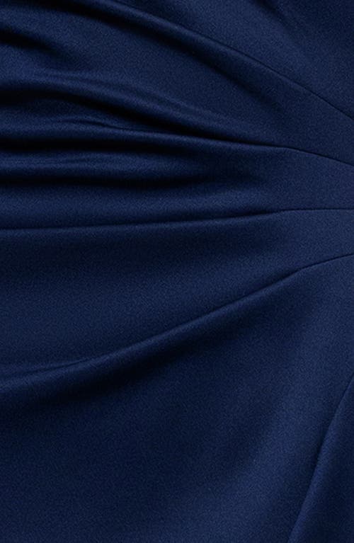 Xscape Evenings One-shoulder Ruffle Scuba Crepe Gown In Midnight