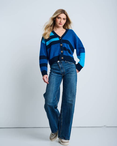 Lisa Todd The Graduate Striped Cardigan In Blue