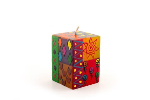 Zulu Art Painted Cube Candle