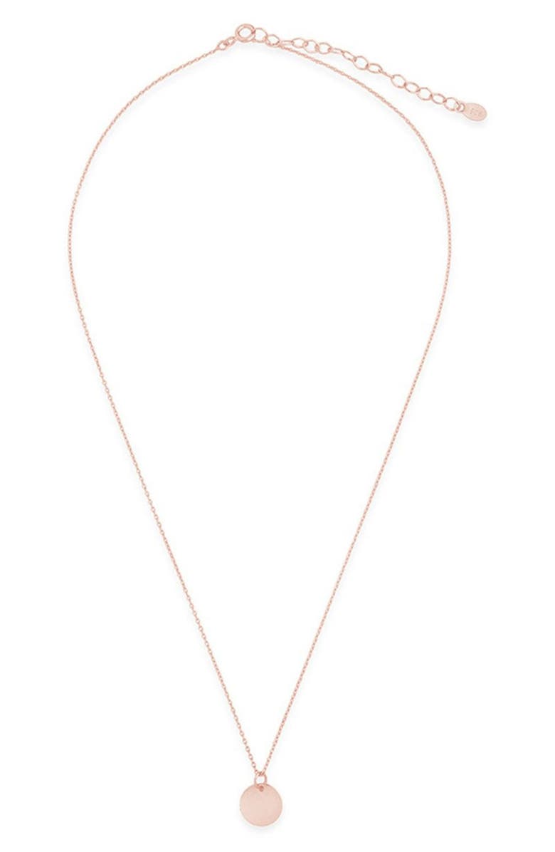 Sterling Forever 14k Rose Gold Plated Sterling Silver Disk Charm Necklace, Alternate, color, 