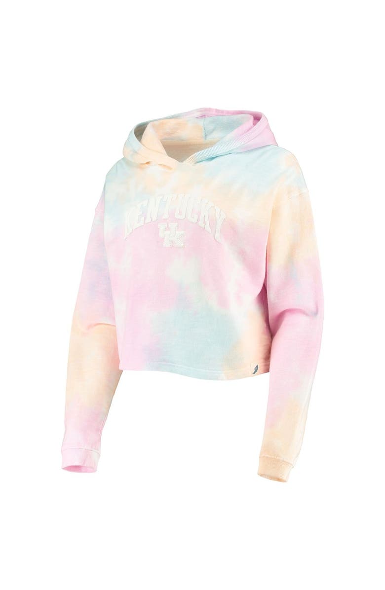LEAGUE COLLEGIATE WEAR Women's League Collegiate Wear Pink/White Kentucky Wildcats Tie-Dye Cropped Pullover Hoodie, Alternate, color, 