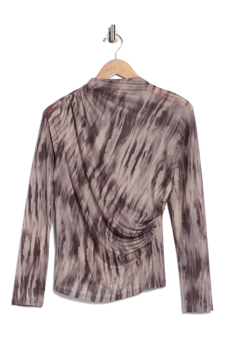 Side Ruched Mesh Top, Alternate, color, TAUPE