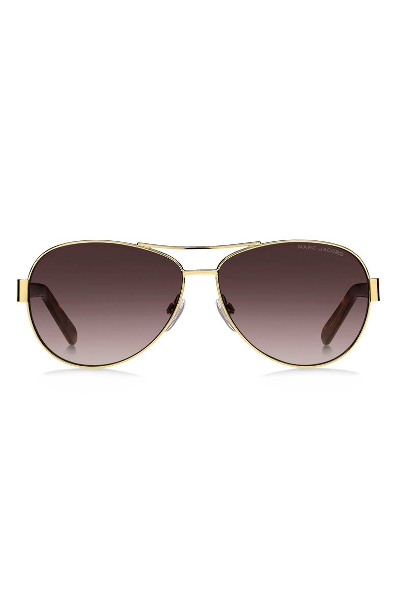 Marc Jacobs 60mm Aviator Sunglasses, Main, color, Gold Havana/ Brown Gradient