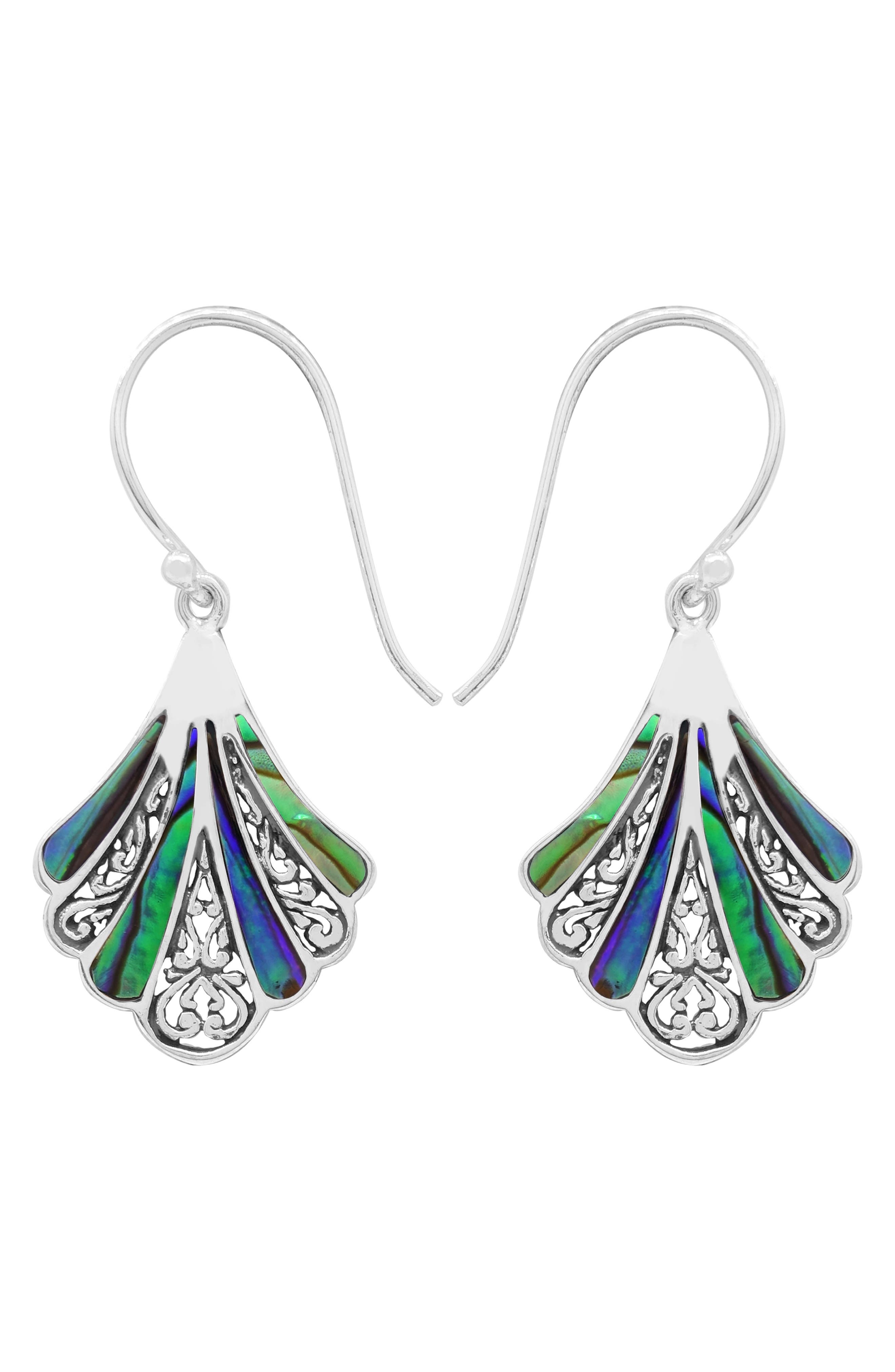 Abalone Fan Drop Earrings