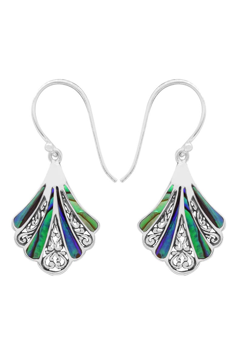 Abalone Fan Drop Earrings, Main, color, BLUE