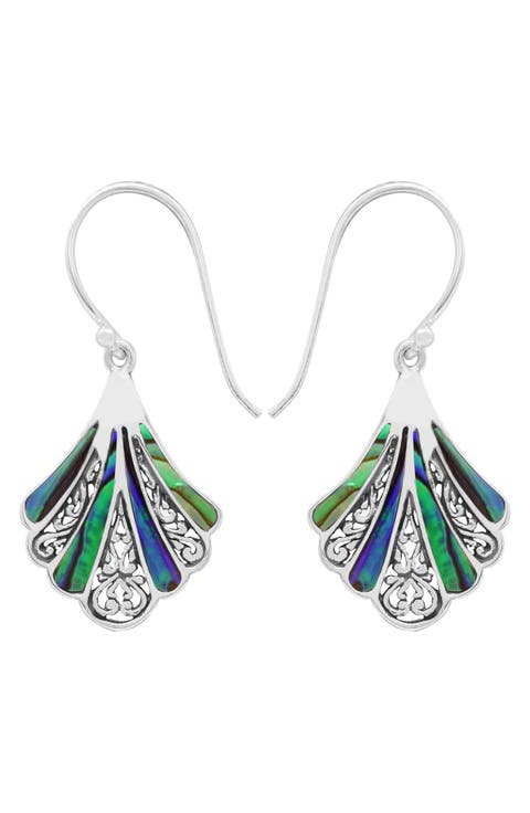 Abalone Fan Drop Earrings