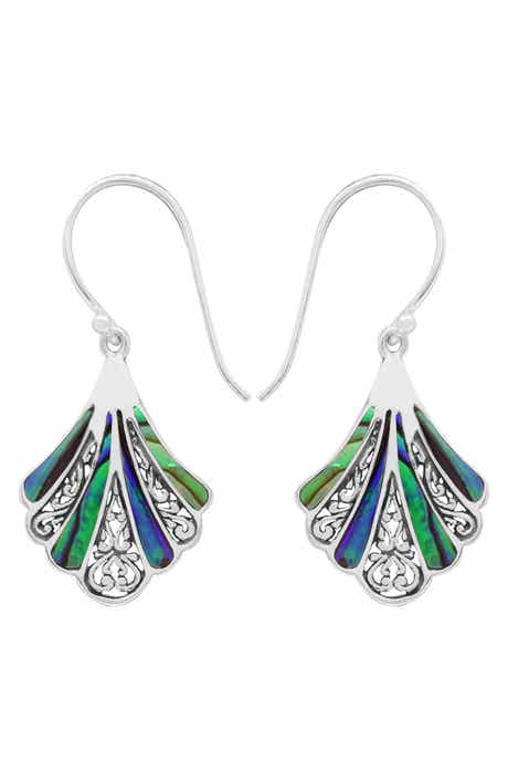 Abalone Fan Drop Earrings
