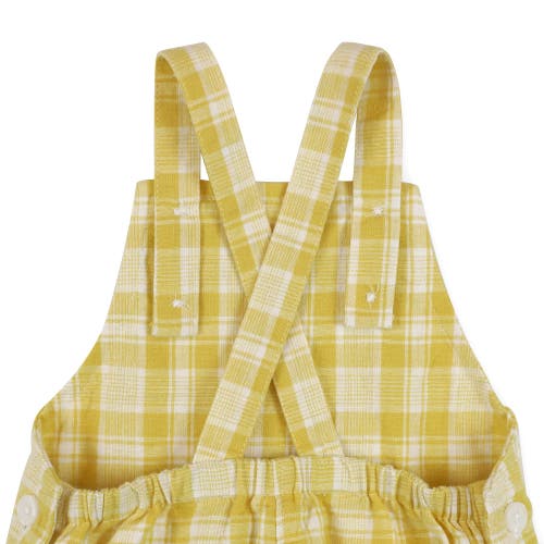 Shop Hope & Henry Baby Shortie Overall Romper, Infant In Yellow Plaid Linen