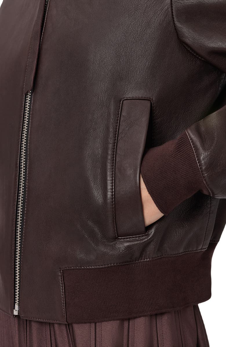 AllSaints Orten Leather Bomber Jacket, Alternate, color, Oxblood Red