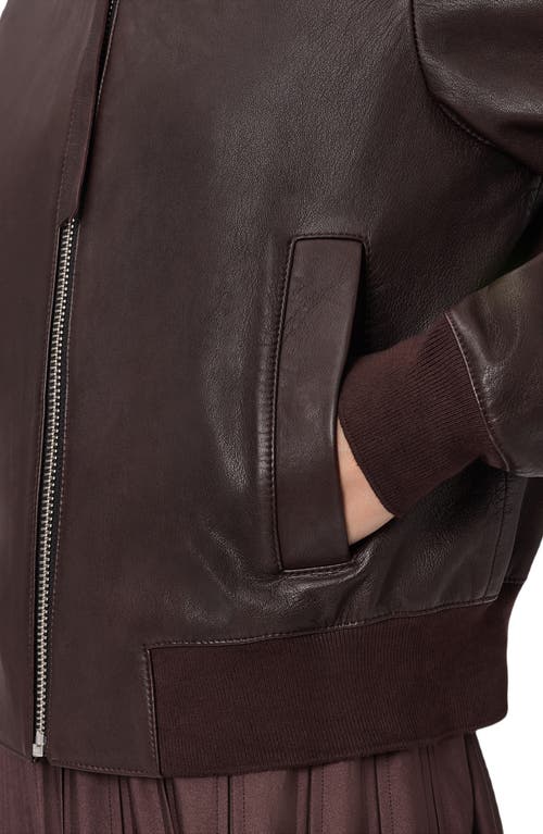 Allsaints Orten Leather Bomber Jacket In Burgundy
