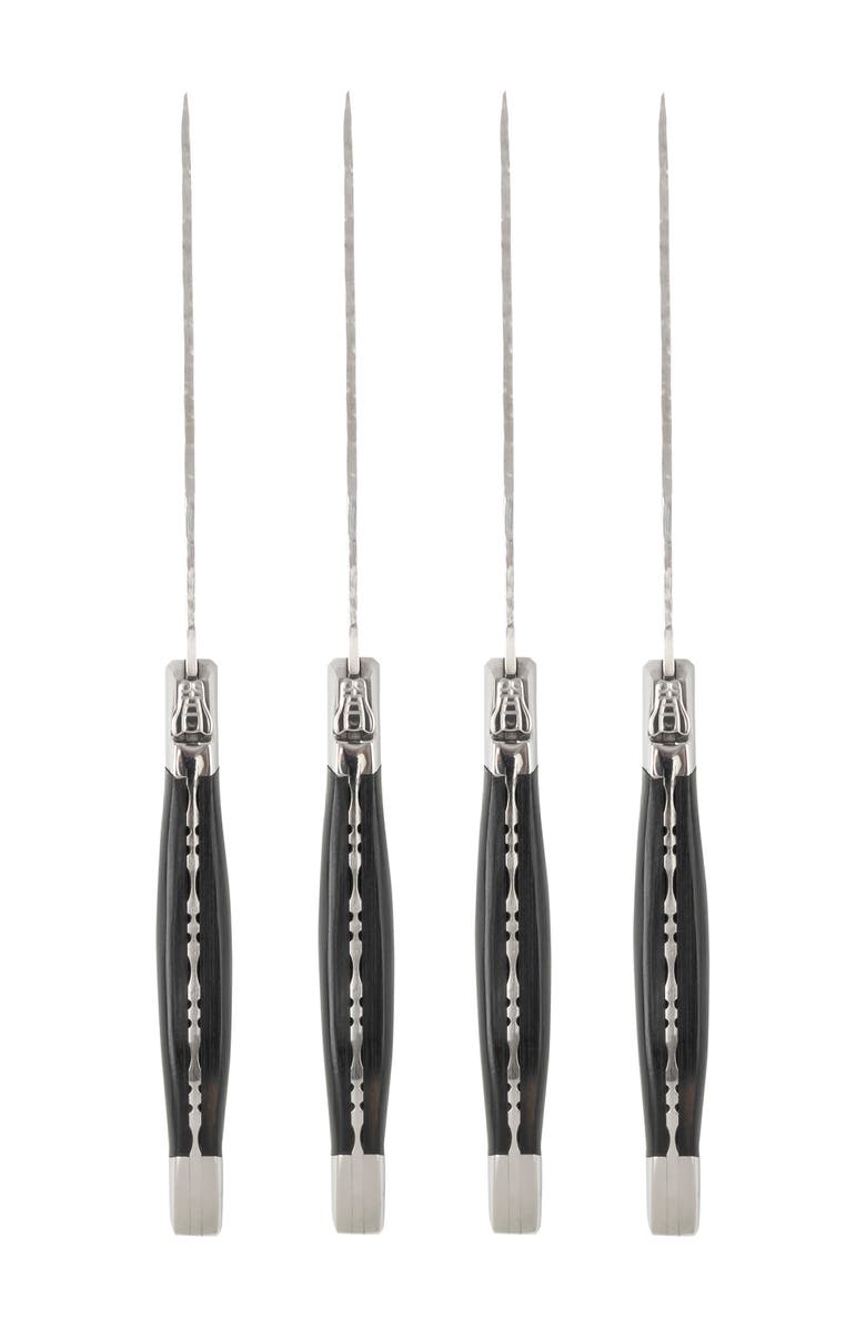 FRENCH HOME Laguiole Connoisseur Wood Handle BBQ Steak Knives, Set of 4 - Black, Alternate, color, Black