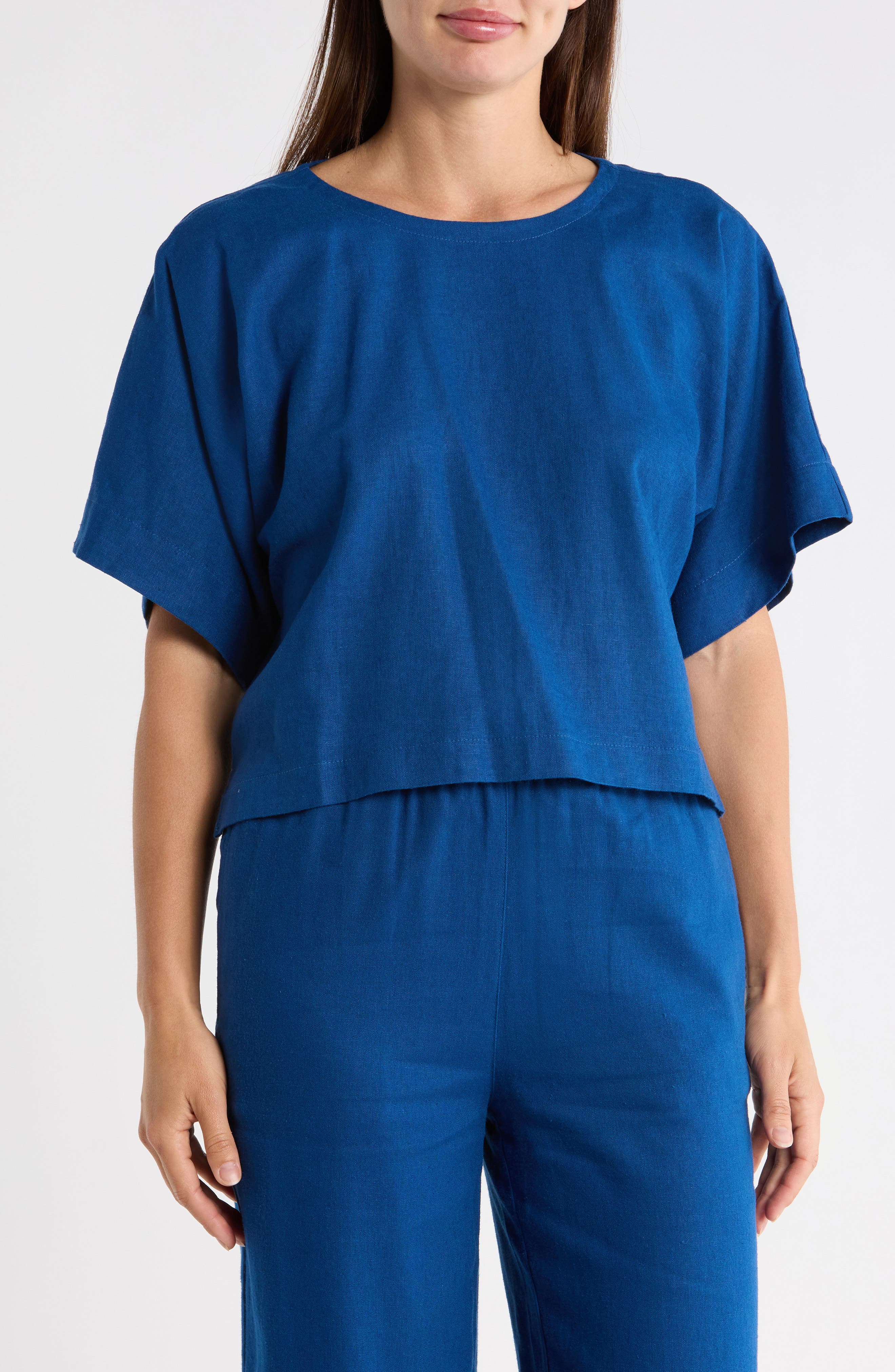 Boxy Short Sleeve Linen Blend Top - image 3