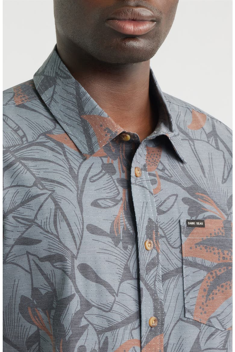 Webster Floral Short Sleeve Cotton Buttion-Up Shirt, Alternate, color, CHARCOAL