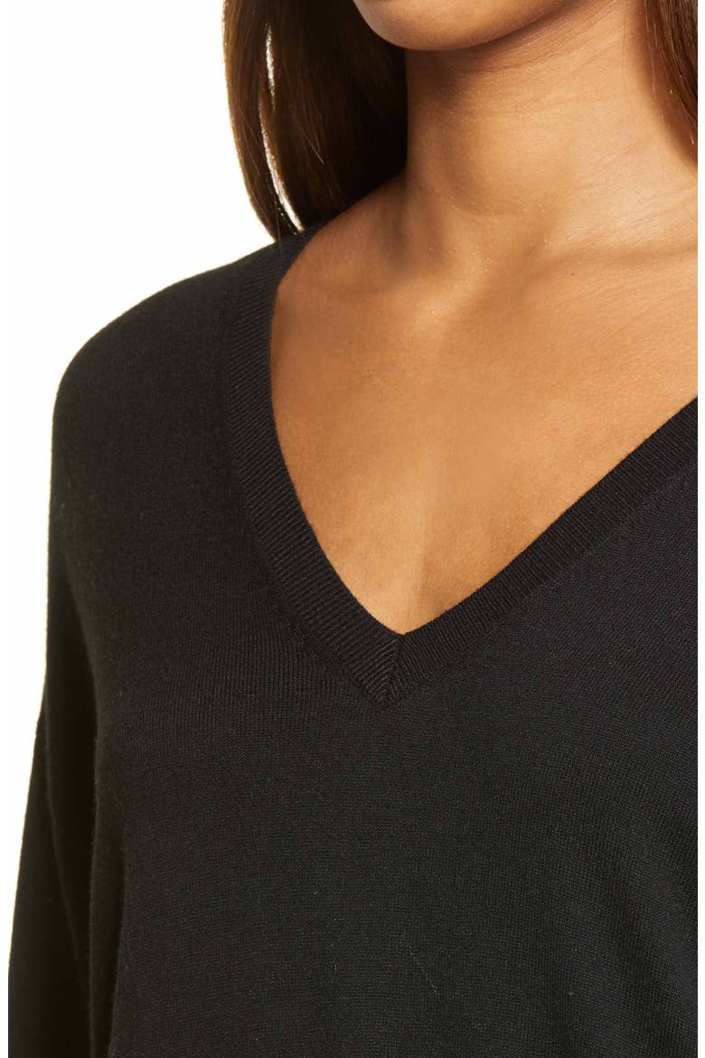 V-Neck Sweater, Alternate, color, BLACK