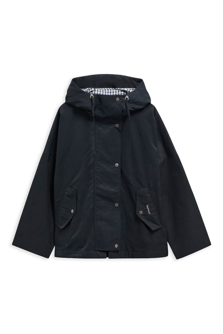 Kingswood Showerproof Hooded Jacket, Alternate, color, DARK NAVY/ NAVY GINGHAM