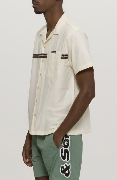 Maui And Sons Maui & Sons Elements Jacquard Tape Cotton Camp Shirt In Cream