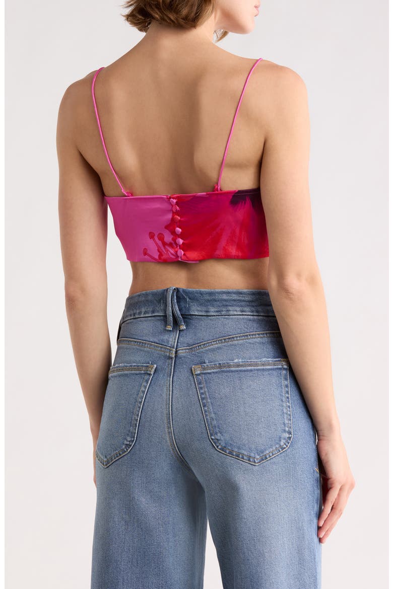Satin Draped Crop Top, Alternate, color, PINK HIBISCUS002