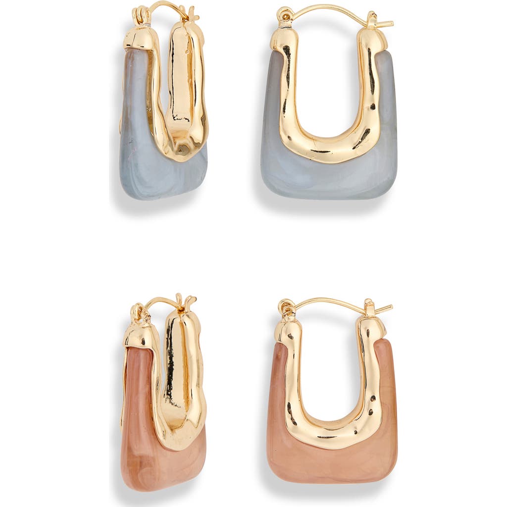Tasha Set Of 2 Resin Hoop Earrings In Light Green-neutral