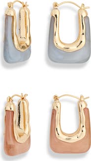 Tasha Set of 2 Resin Hoop Earrings