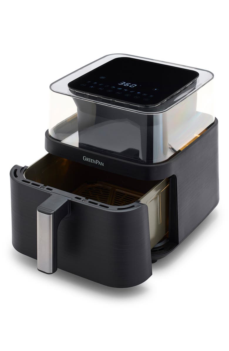 GreenPan Bistro 7 Quart 360° Clear View Air Fryer, Main, color, Black