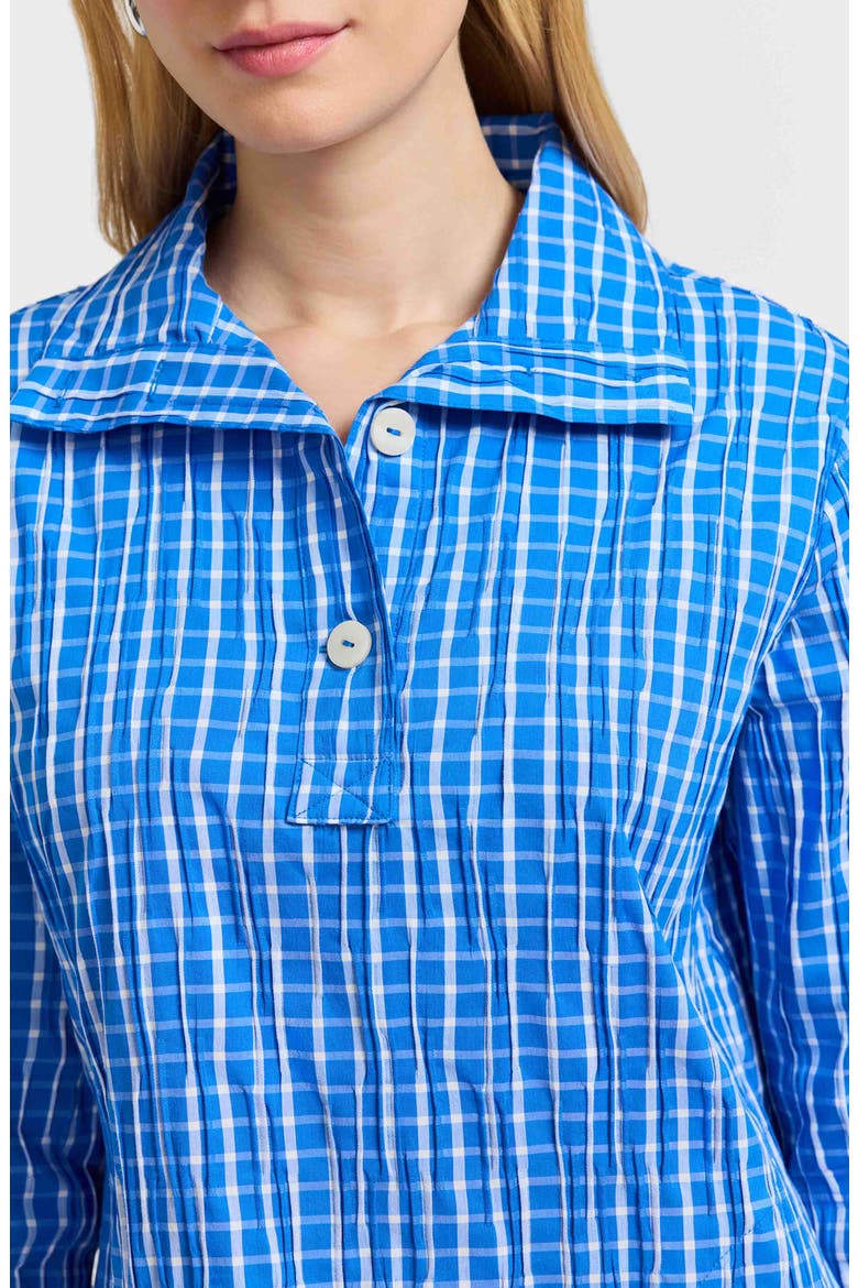 Sammy Check Crinkled Cotton Blend Top, Alternate, color, COBALT BLUE/ WHITE