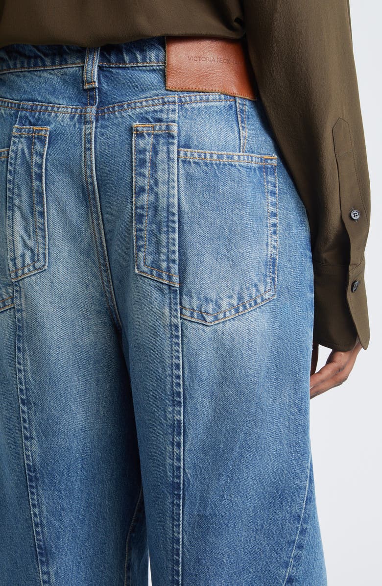 Victoria Beckham Curved Leg Jeans, Alternate, color, Classic Blue Wash