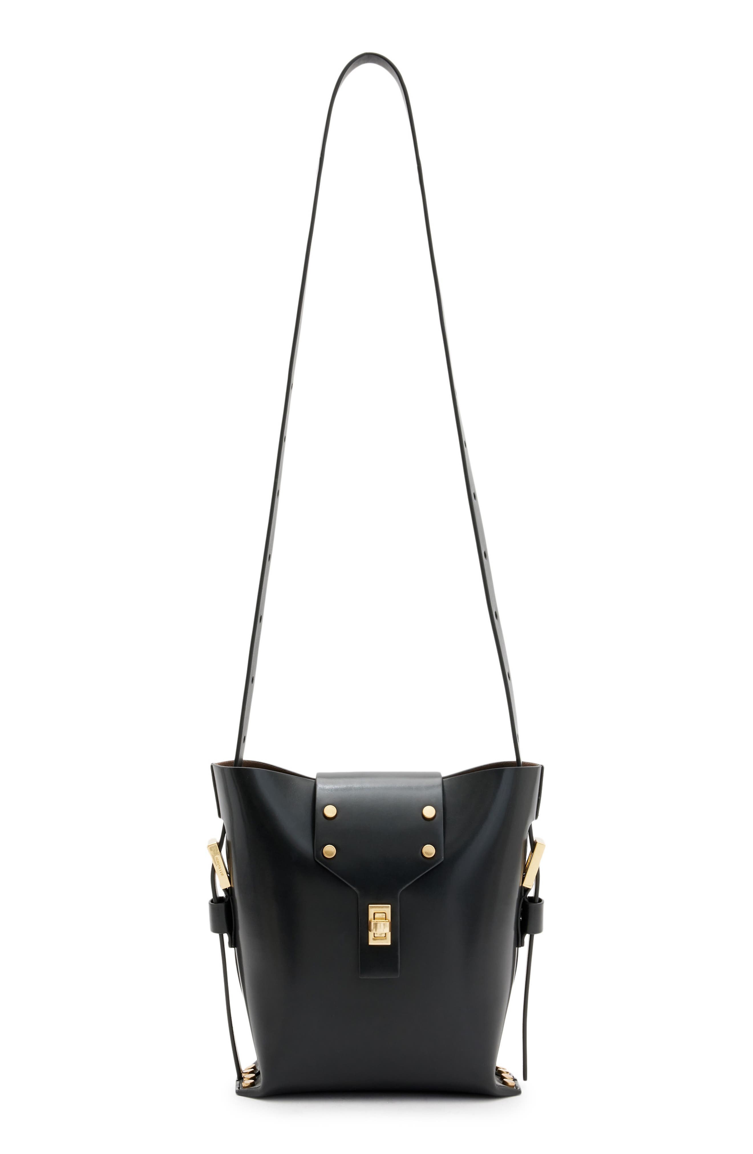 AllSaints Miro Crossbody Bucket Bag, Main, color, 