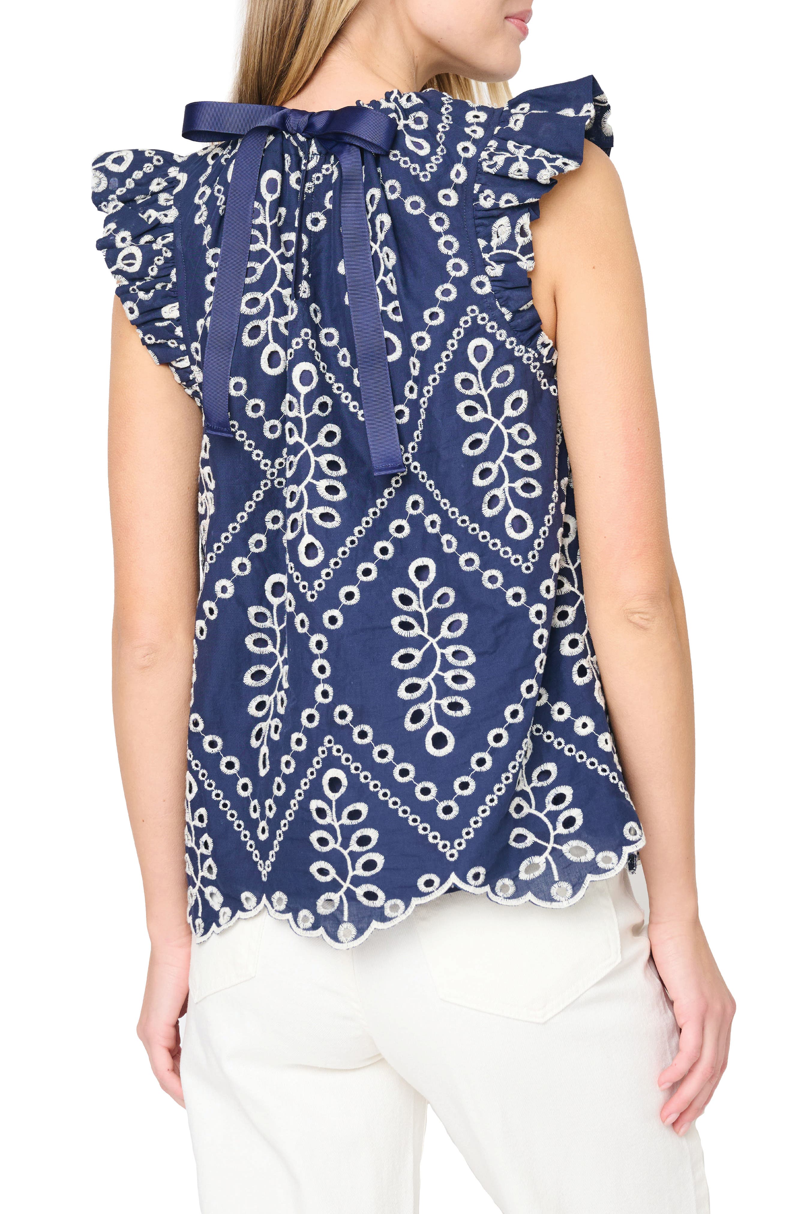 Ribbon Detail Flutter Sleeve Top - image 2