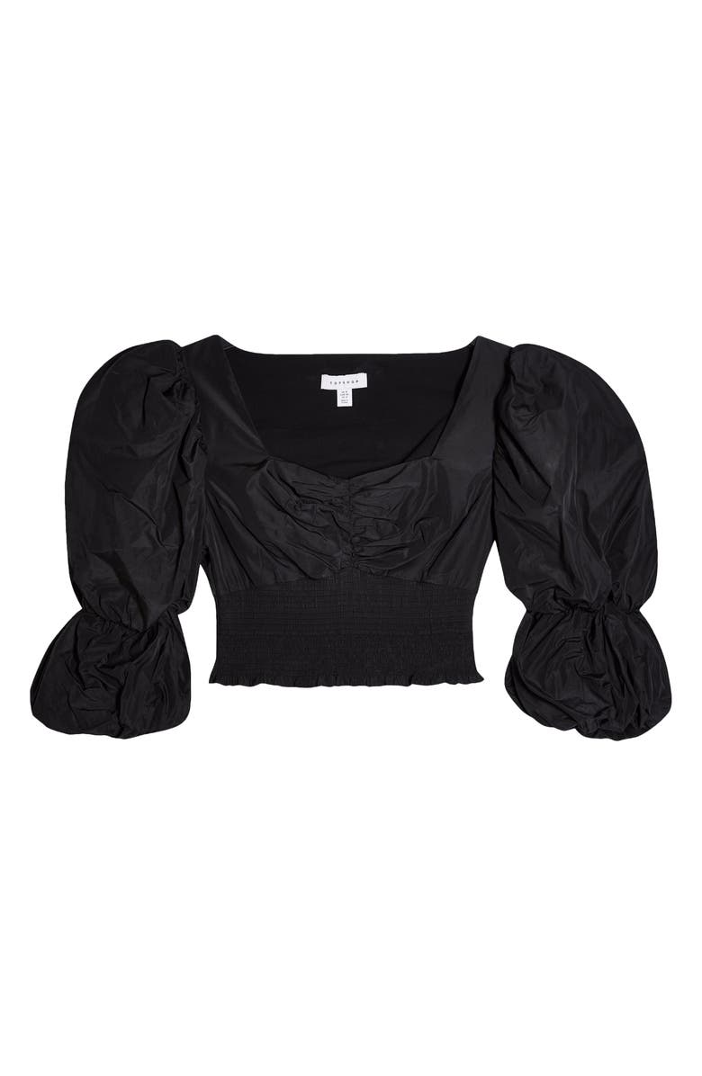 Topshop Puff Sleeve Taffeta Blouse, Alternate, color,