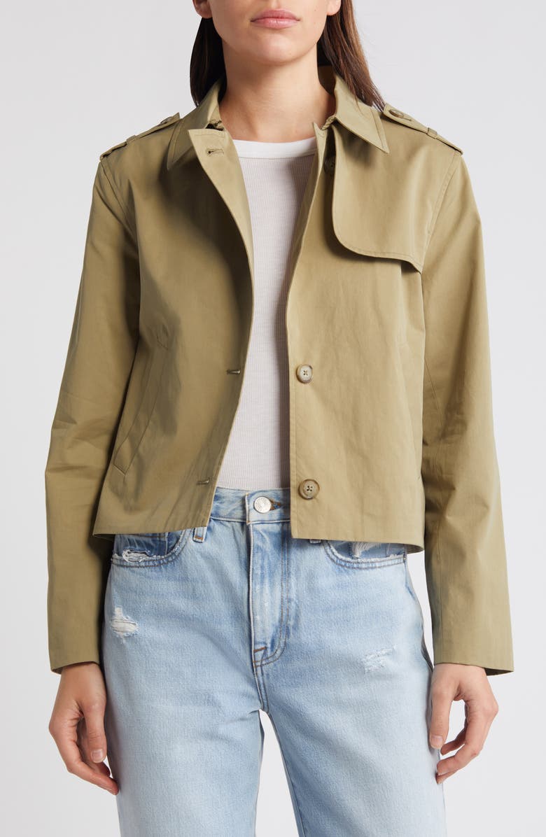 FRAME Short Trench Jacket, Main, color, Khaki
