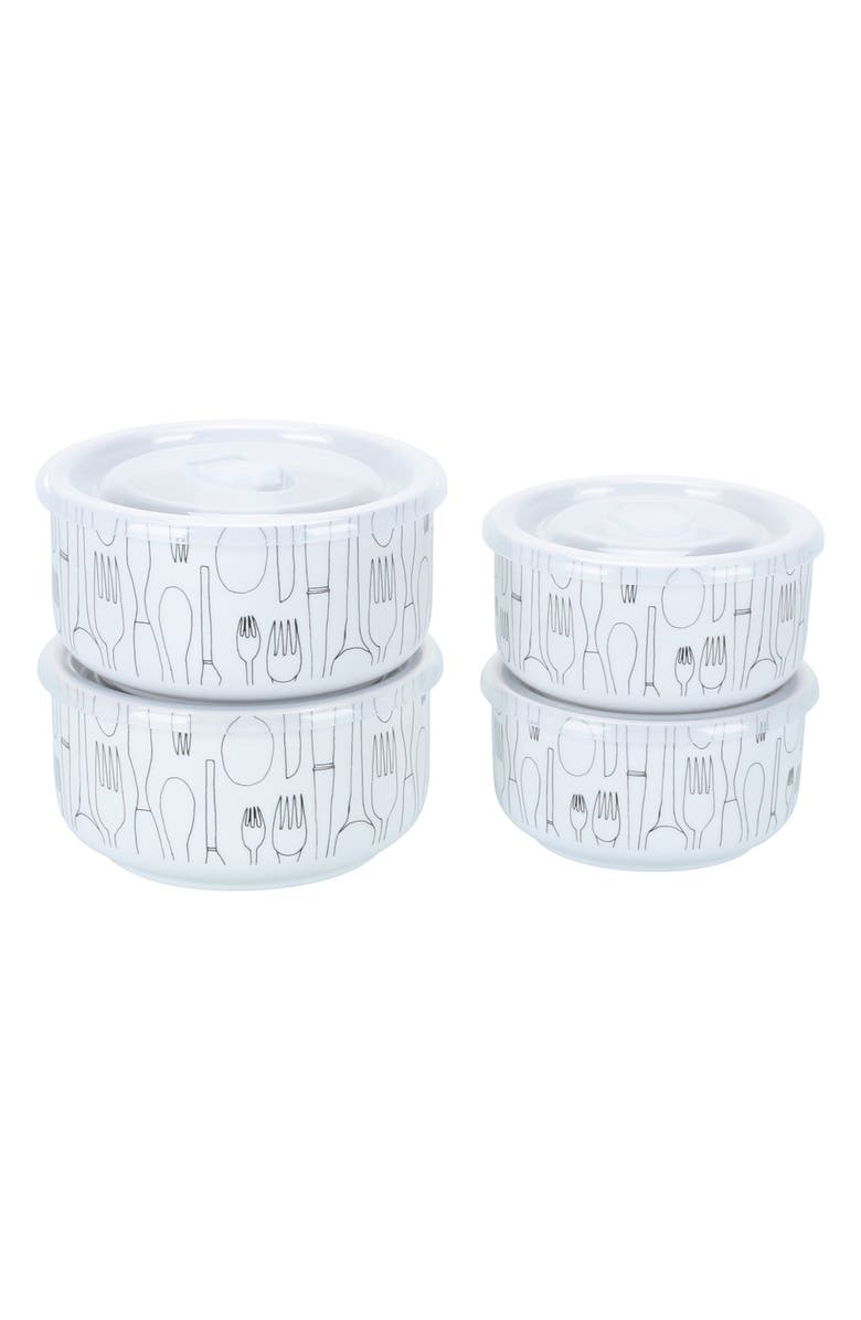 BIA Cordon Bleu Set of 4 Assorted Storage Bowls with Lids, Main, color, White