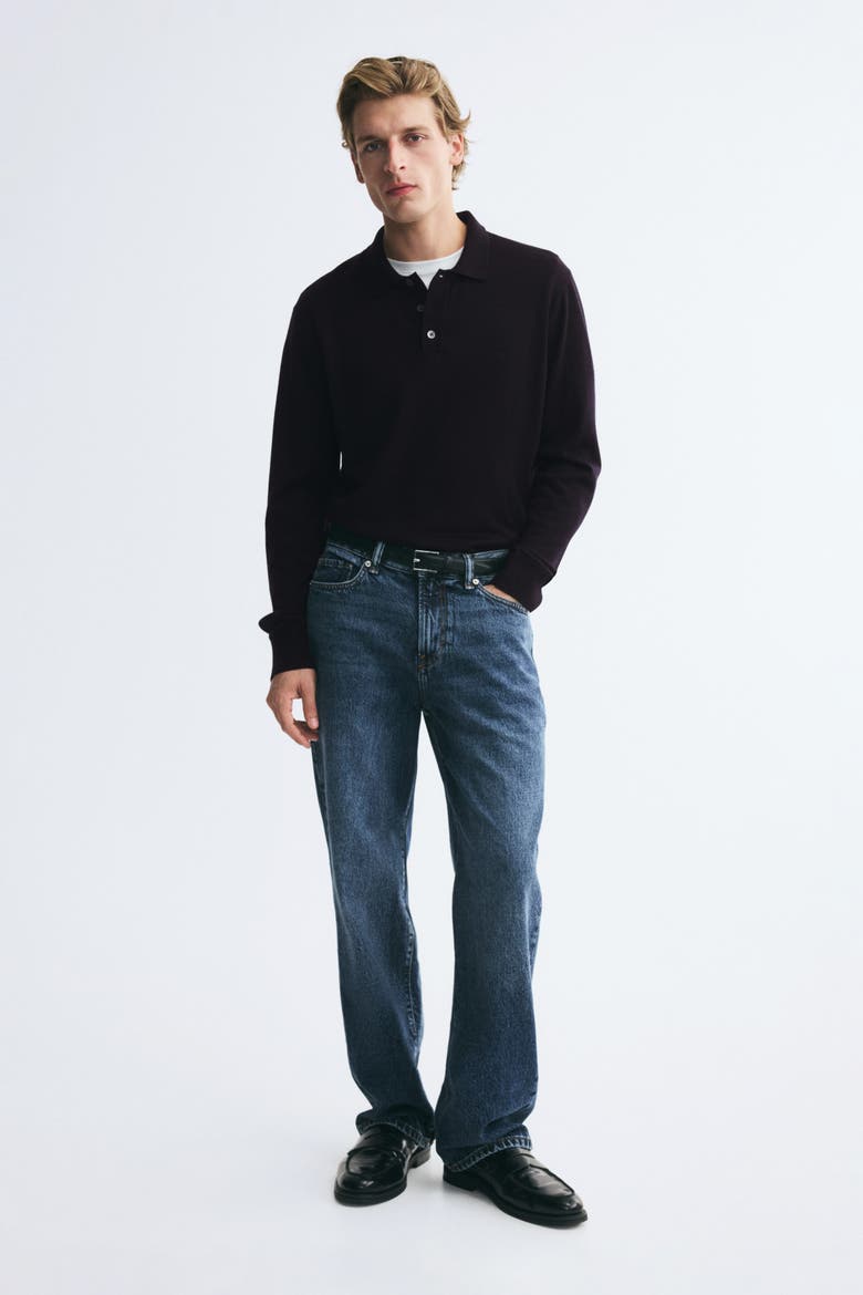 Regular-Fit Merino Wool Polo Shirt, Alternate, color, Navy blue