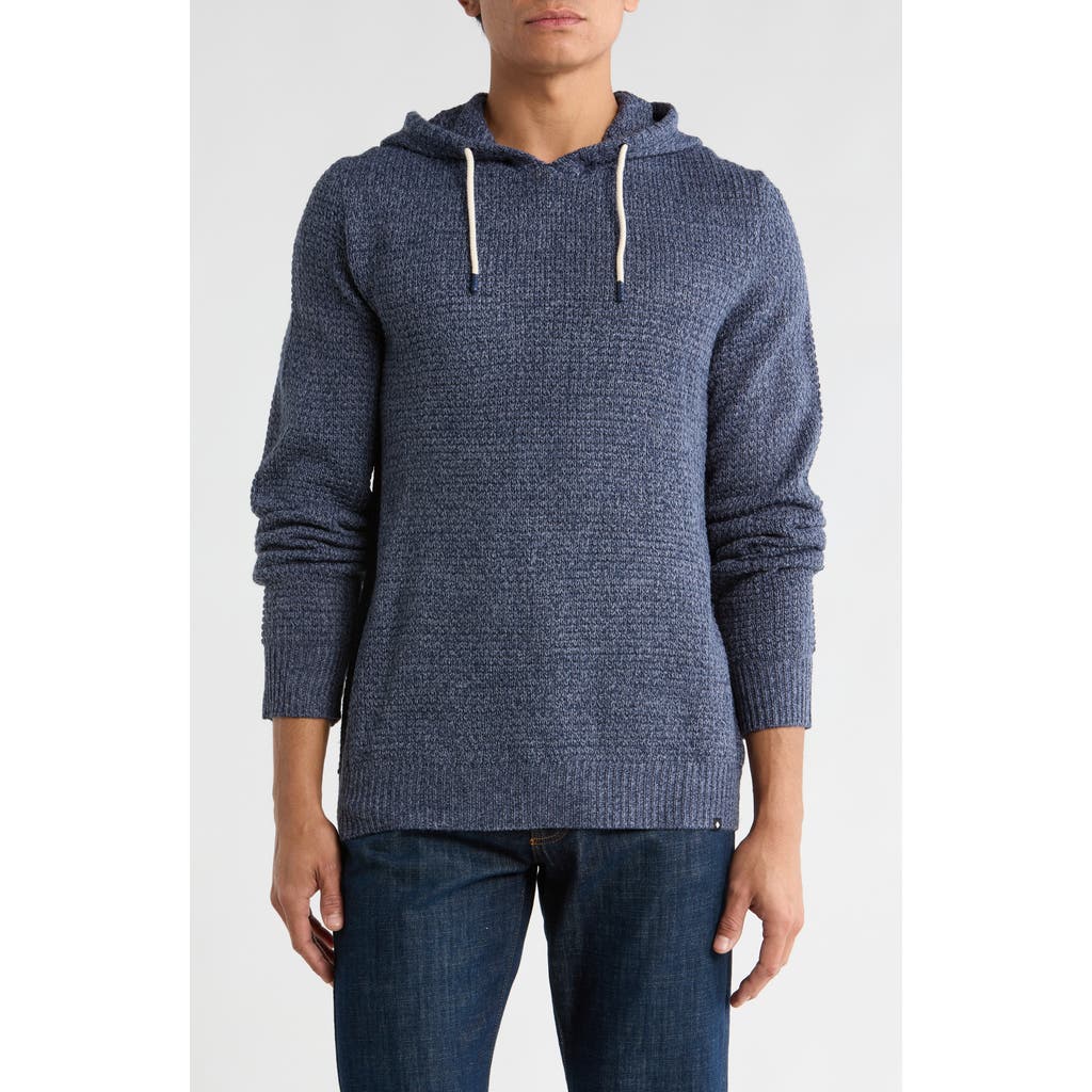 Union Milo Marled Thermal Stitch Hooded Sweater In Blue