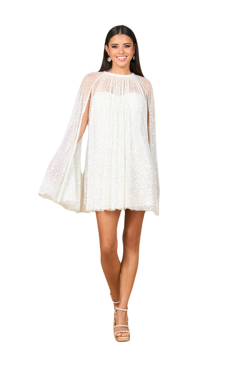 LARA New York Beaded Bridal Cape Dress, Main, color, Ivory