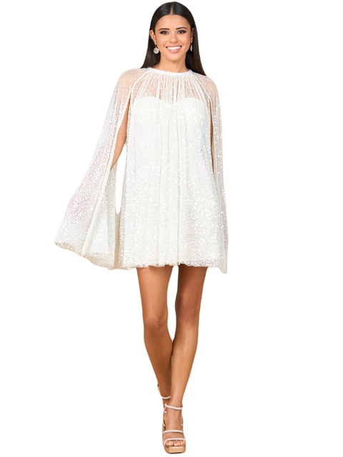 Beaded Bridal Cape Dress