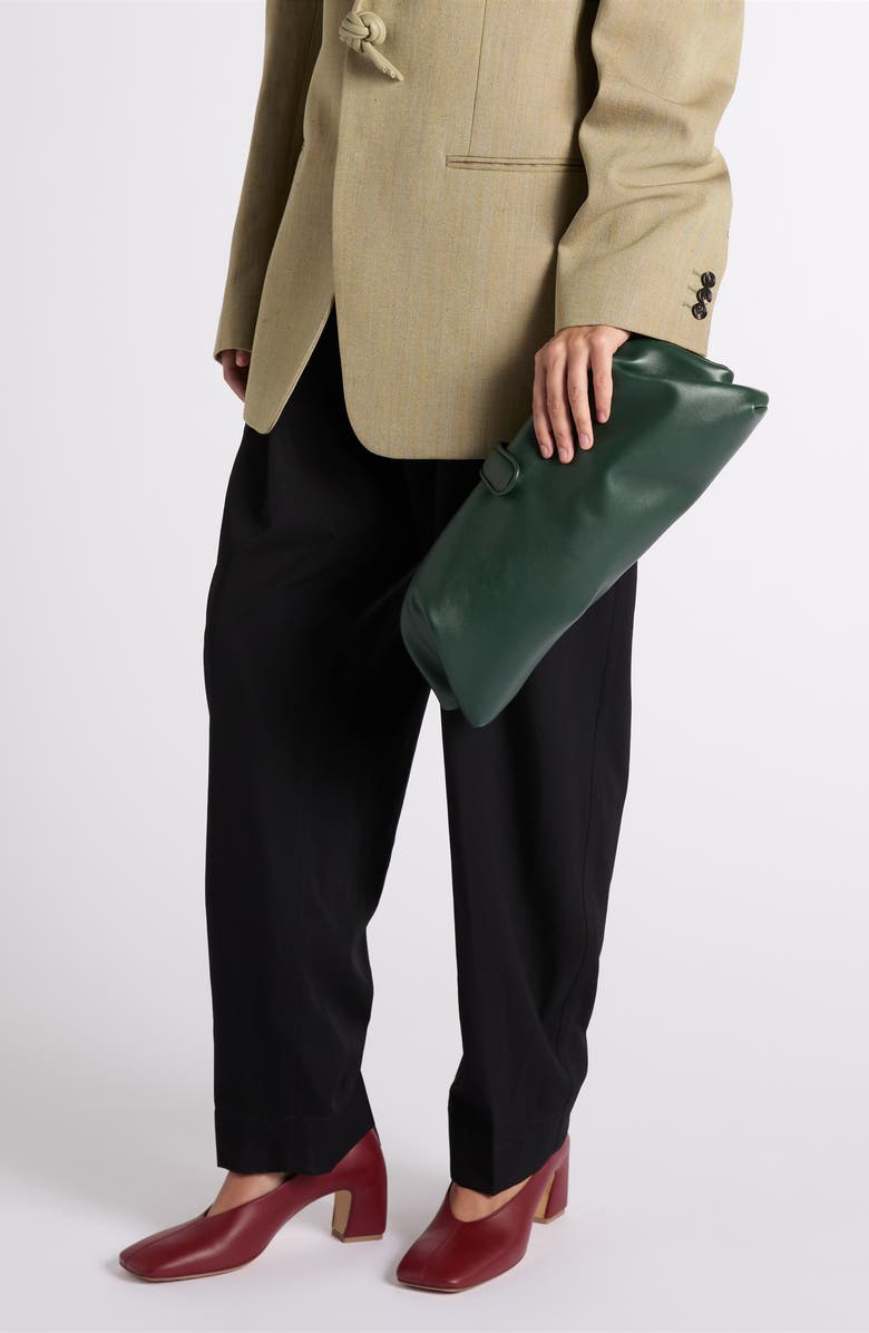 Bottega Veneta Leather East/West Clutch, Alternate, color, 3270 Alpi Green-Brass