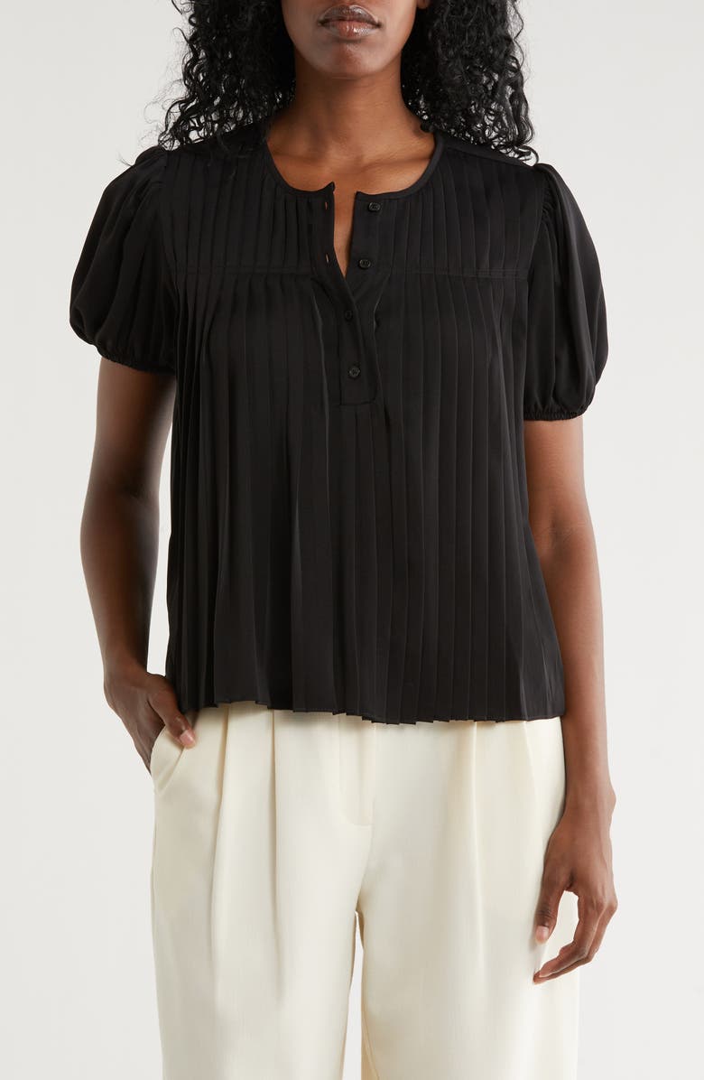 Nicole Miller Round Neck Short Sleeve Top, Main, color, 
