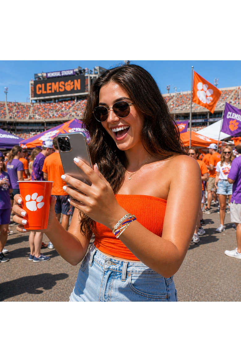 Clemson Lucky 7 Bracelet Set, Alternate, color, Yellow Gold