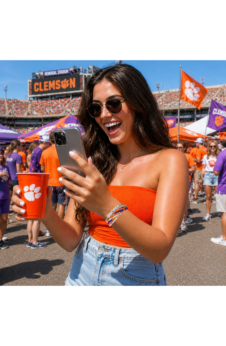 Color Shout Clemson Lucky 7 Bracelet Set, Alternate, color, Yellow Gold