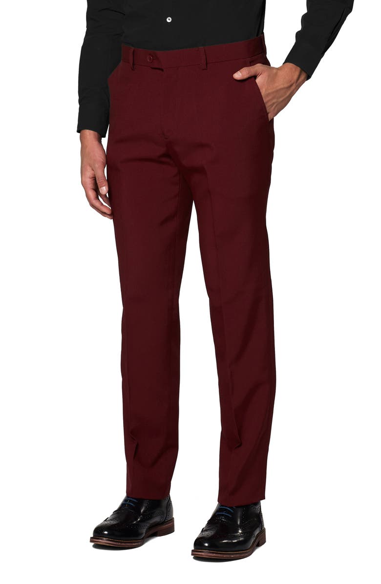 OppoSuits Blazing Burgundy Two-Piece Suit with Tie, Alternate, color, Red