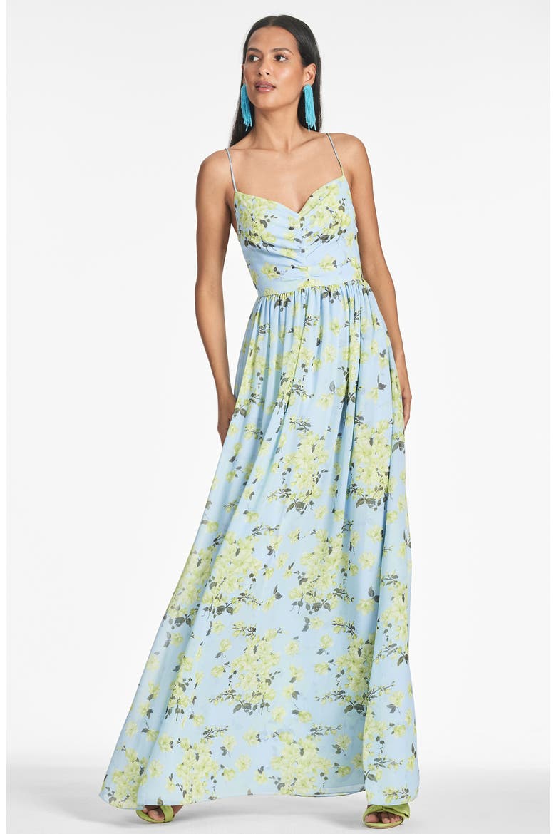sienna sky blue floral dress Preowned Sienna Sky Flutter Sleeve Faux Wrap Hi Lo Midi Floral Dress Blue XS