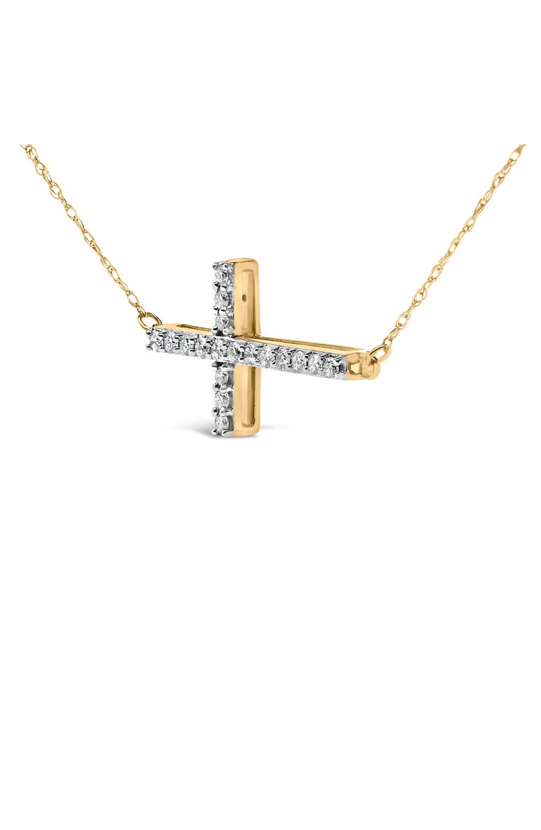 Haus of Brilliance 10K Yellow Gold 1/5 Cttw Diamond Sideways Cross Pendant Necklace, Alternate, color, Yellow Gold