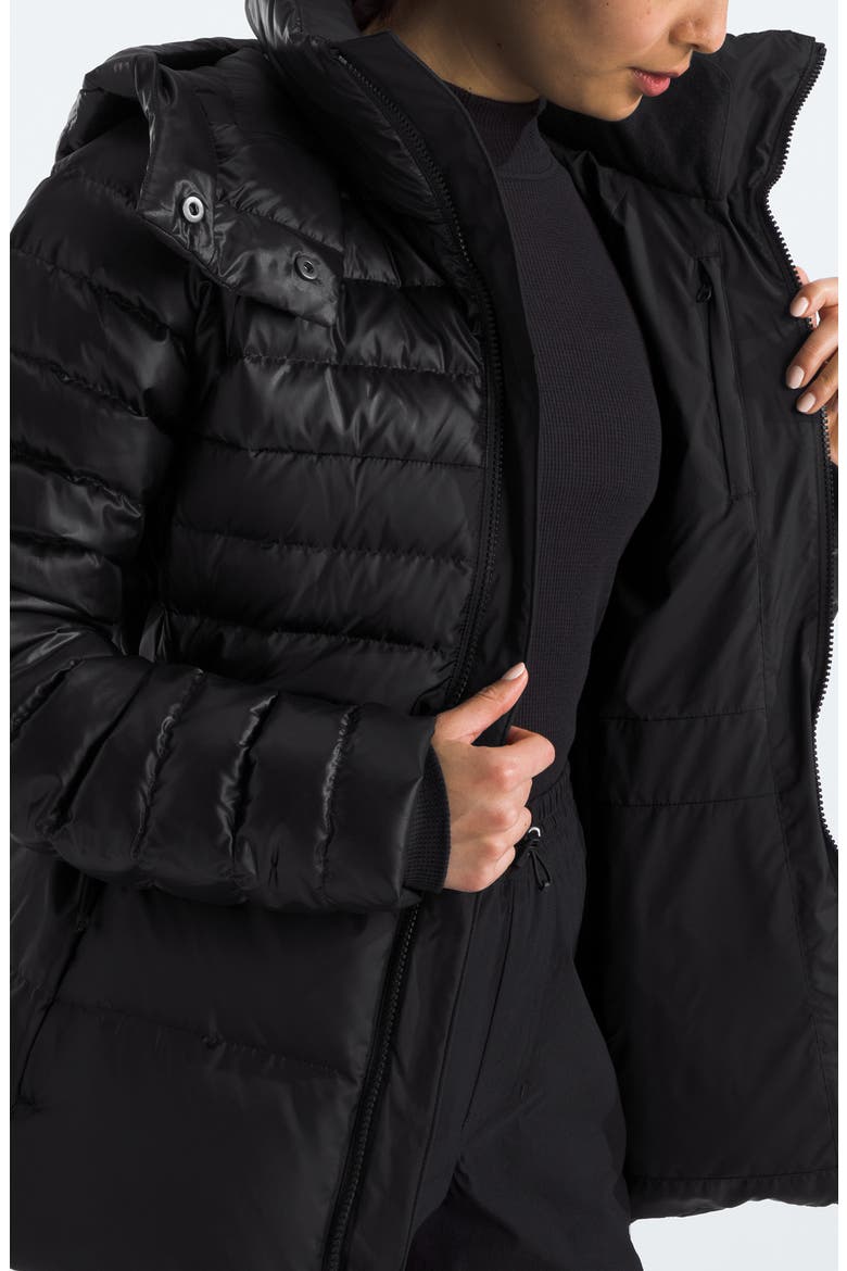 Metropolis Water Repellent 600 Fill Power Down Hooded Jacket, Alternate, color, TNF BLACK
